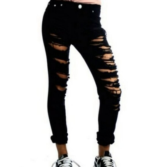 ONE Teaspoon Yard Birds Mid Rise Distressed Skinny Jeans Size 27 - Picture 1 of 9
